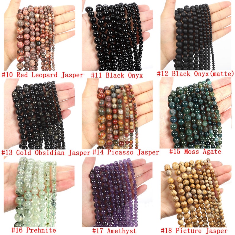 Genuine Natural Gemstone Round Smooth Beads Healing Energy Loose Beads For Bracelet Necklace DIY Jewelry Making Design 4mm 6mm 8mm 10mm 12mm