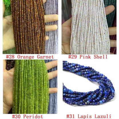 2.5mm Faceted Cube Beads Natural Gemstone Beads for Diy Jewelry Making Aquamarine/Amazonite/Rose Quartz/Garnet Beads Tiny Square Cube Beads