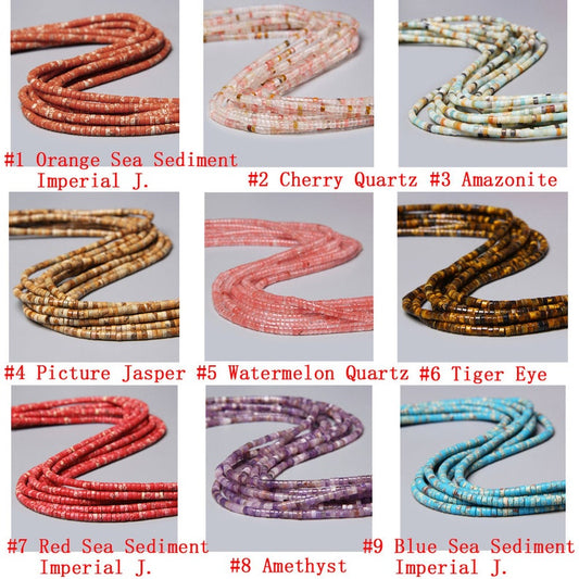 2x4mm Natural Gemstone Heishi Beads Crystal Agate Stone Disc Tyre Shape Beads Strand AAA Quality Gemstone Loose Beads for DIY Jewelry Making