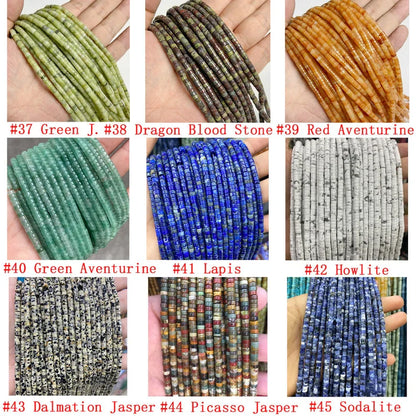 2x4mm Natural Gemstone Heishi Beads Crystal Agate Stone Disc Tyre Shape Beads Strand AAA Quality Gemstone Loose Beads for DIY Jewelry Making