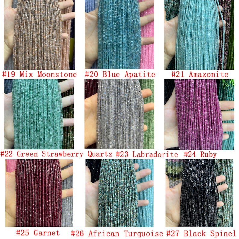 2.5mm Faceted Cube Beads Natural Gemstone Beads for Diy Jewelry Making Aquamarine/Amazonite/Rose Quartz/Garnet Beads Tiny Square Cube Beads