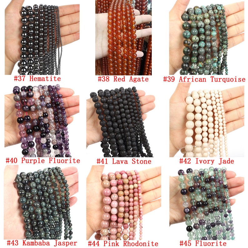 Genuine Natural Gemstone Round Smooth Beads Healing Energy Loose Beads For Bracelet Necklace DIY Jewelry Making Design 4mm 6mm 8mm 10mm 12mm
