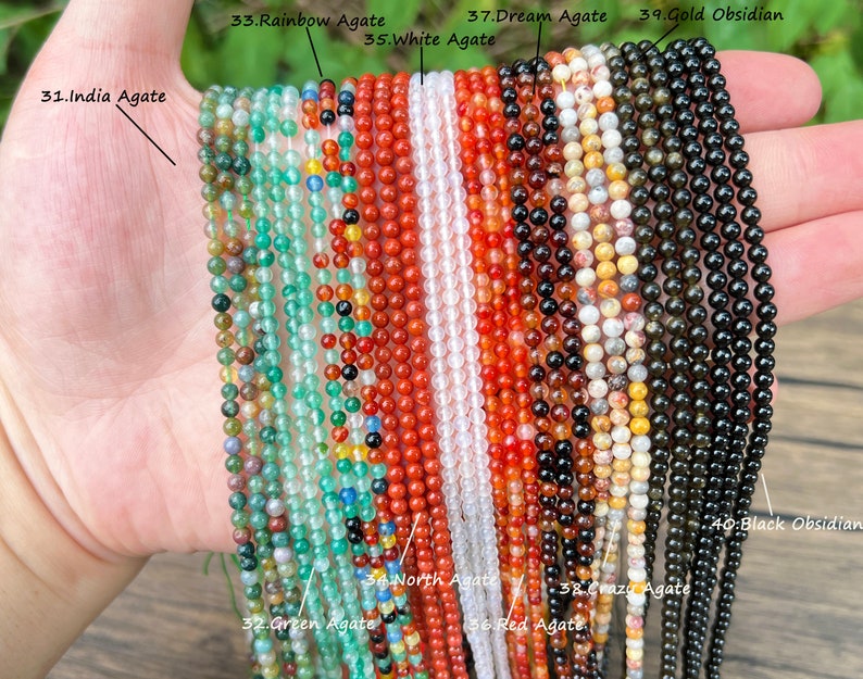 Natural Gemstone Round Beads,2mm/3mm/4mm Smooth Round Beads-Free Shipping