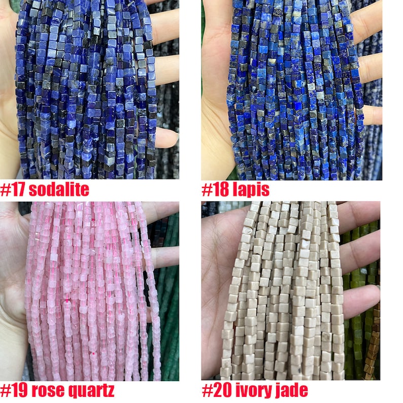 4x4MM Cube Square Gemstone Beads Energy Gemstone Square Shape Loose Bead for Bracelet Necklace DIY Jewelry Making Design 15-inch Full Strand