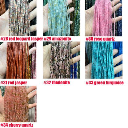 Natural Tube Pipe Shape Stone Beads Healing Energy Gemstone Loose Beads Stone Spacer Beads for DIY Jewelry Making 2x4mm Gemstone Round Tube