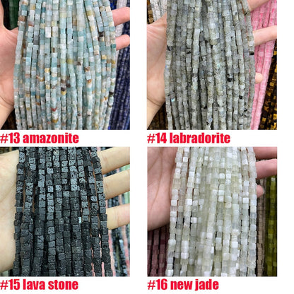 4x4MM Cube Square Gemstone Beads Energy Gemstone Square Shape Loose Bead for Bracelet Necklace DIY Jewelry Making Design 15-inch Full Strand