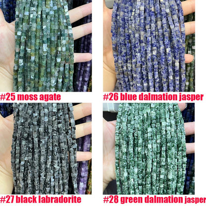 4x4MM Cube Square Gemstone Beads Energy Gemstone Square Shape Loose Bead for Bracelet Necklace DIY Jewelry Making Design 15-inch Full Strand
