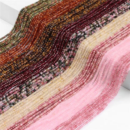 2.5mm Faceted Cube Beads Natural Gemstone Beads for Diy Jewelry Making Aquamarine/Amazonite/Rose Quartz/Garnet Beads Tiny Square Cube Beads