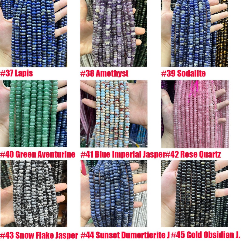 Natural Crystal Agate Stone Rondelle Beads 4*6mm 5*8mm 6*10mm Gemstone Bead Highly Polished Rondelle Shape Loose Bead for DIY Jewelry Making