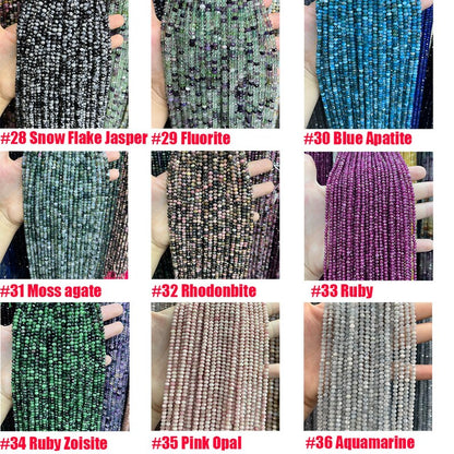 Natural Crystal Agate Stone Faceted Rondelle Beads 2*3mm 3*4-4.5mm Gemstone Rondelle Shape Cut Bead Round Loose Beads for DIY Jewelry Making