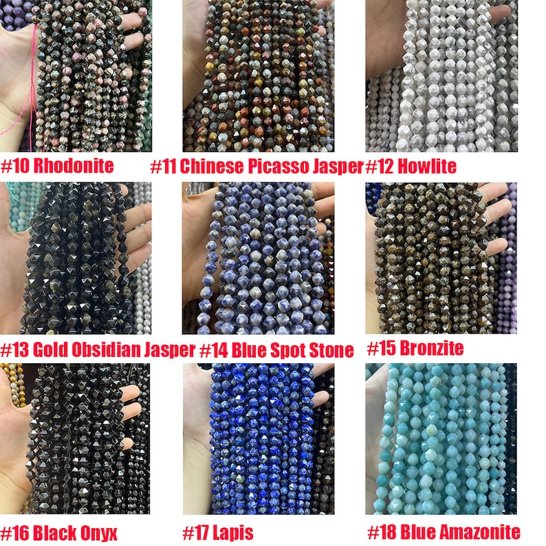 Natural Star 64 Cutting Faceted Beads Healing Energy Gemstone Loose Beads for DIY Jewelry Making Bracelet Necklace 6mm 8mm 10mm Nugget Beads