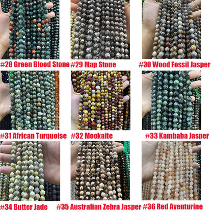 Natural Star 64 Cutting Faceted Beads Healing Energy Gemstone Loose Beads for DIY Jewelry Making Bracelet Necklace 6mm 8mm 10mm Nugget Beads