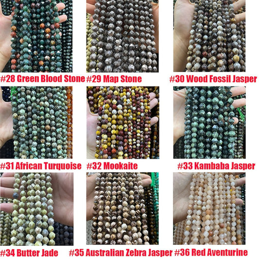 Natural Star 64 Cutting Faceted Beads Healing Energy Gemstone Loose Beads for DIY Jewelry Making Bracelet Necklace 6mm 8mm 10mm Nugget Beads