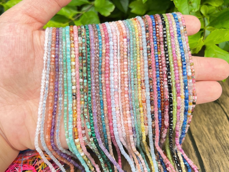 Natural Faceted Crystals Beads,2.5x2.5mm Square Gemstone Faceted Beads-Free Shipping