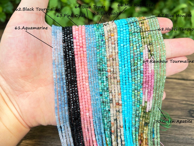 Natural Faceted Crystals Beads,2.5x2.5mm Square Gemstone Faceted Beads-Free Shipping