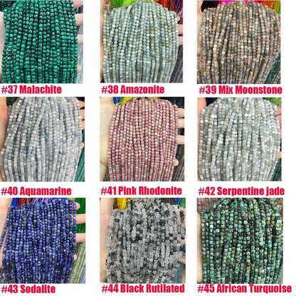 4-5MM Faceted Cube Square Stone Beads Energy Gemstone Cube Loose Beads for Bracelet Necklace DIY Jewelry Making Design 15-inch Full Strand