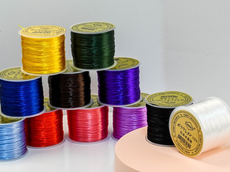 $0.99/Pcs 50M/Roll 0.8mm High Quality Japan Import Elastic Cord Crystal String for Beading Premium Stretch Polyester Thread , for DIY Jewelry Making