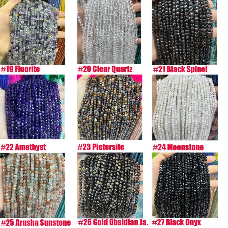 4-5MM Faceted Cube Square Stone Beads Energy Gemstone Cube Loose Beads for Bracelet Necklace DIY Jewelry Making Design 15-inch Full Strand