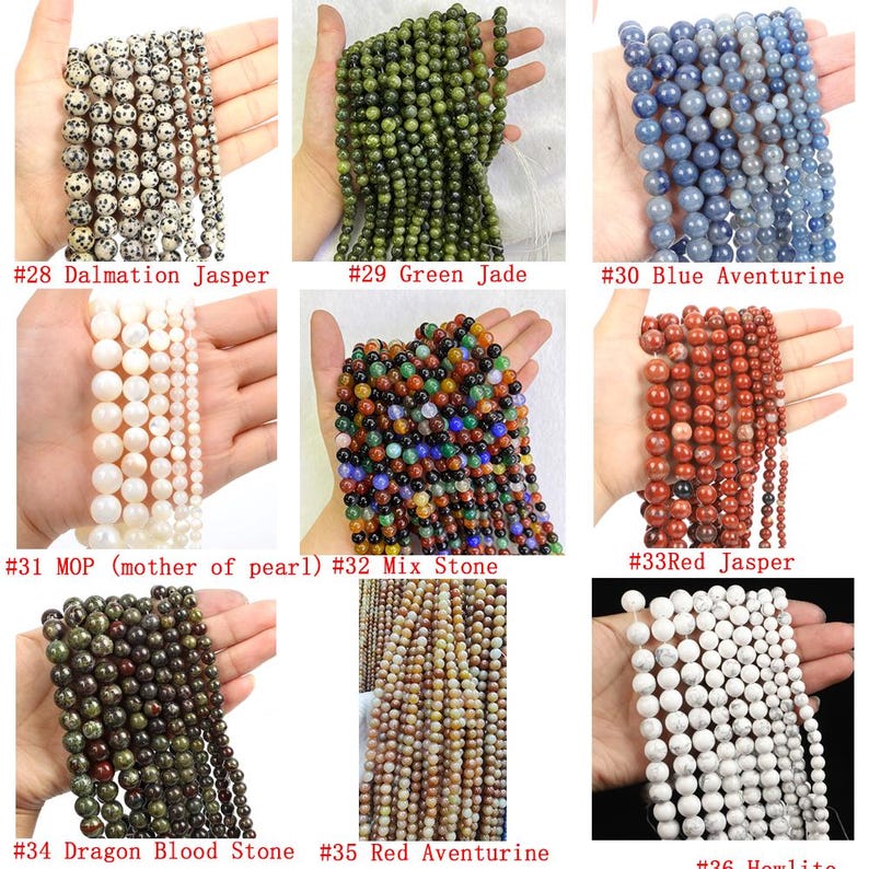 Genuine Natural Gemstone Round Smooth Beads Healing Energy Loose Beads For Bracelet Necklace DIY Jewelry Making Design 4mm 6mm 8mm 10mm 12mm