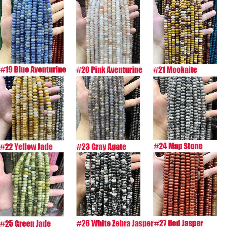 Natural Crystal Agate Stone Rondelle Beads 4*6mm 5*8mm 6*10mm Gemstone Bead Highly Polished Rondelle Shape Loose Bead for DIY Jewelry Making