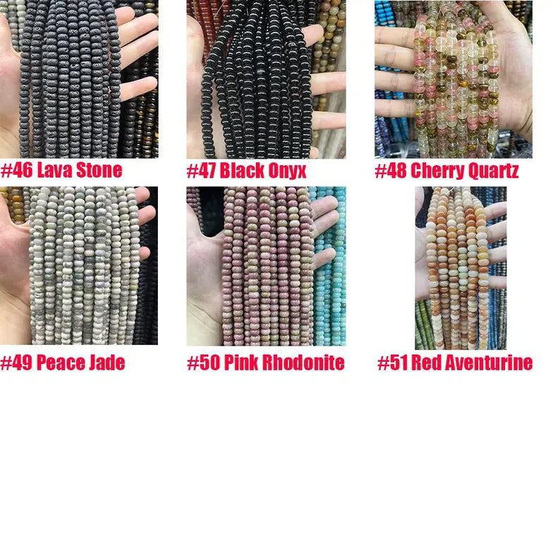 Natural Crystal Agate Stone Rondelle Beads 4*6mm 5*8mm 6*10mm Gemstone Bead Highly Polished Rondelle Shape Loose Bead for DIY Jewelry Making