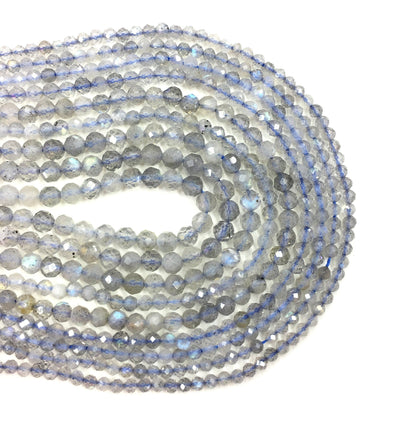 Natural Labradorite & Gray Moonstone Faceted Round Beads Healing Gemstone Loose Beads  for DIY Jewelry MakingAAAAA Quality 2mm 4mm