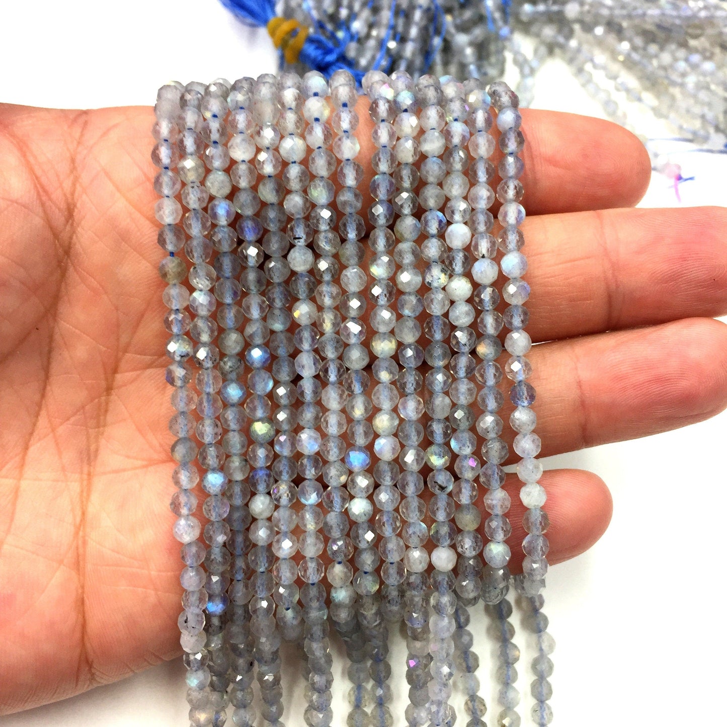 Natural Labradorite & Gray Moonstone Faceted Round Beads Healing Gemstone Loose Beads  for DIY Jewelry MakingAAAAA Quality 2mm 4mm