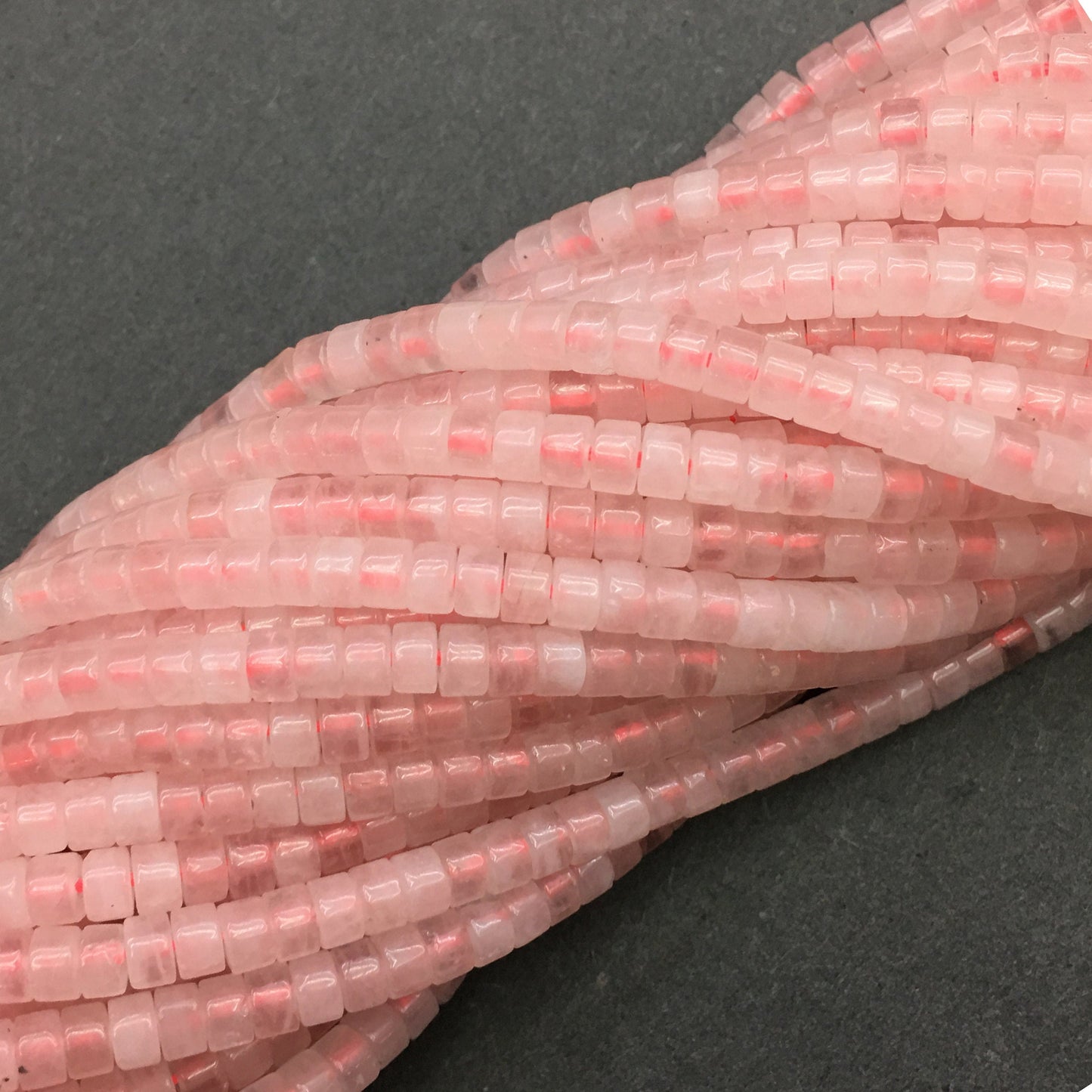 Natural Rose Quartz HeiShi Shape Beads Tube  2X4MM