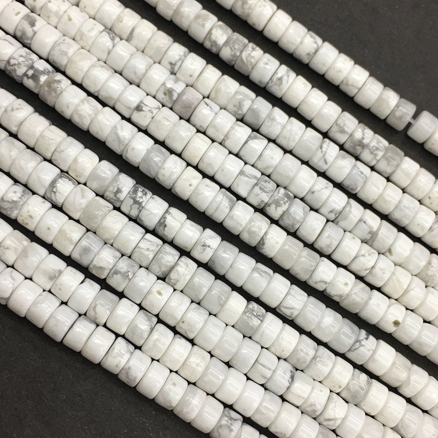 Natural White Howlite HeiShi Shape Beads Tube 2X4MM