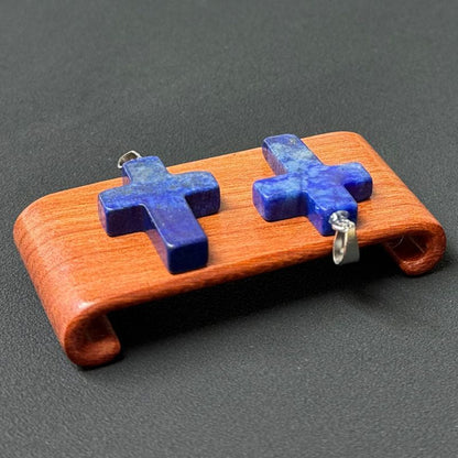 Healing Crystal Flat Cross Shape Pendant Necklace 1PC