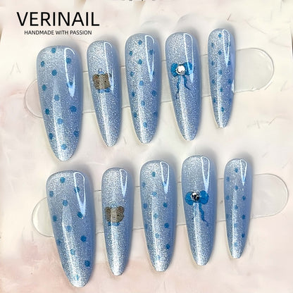 #3 Press-On Nails Box | Handmade | Reusable | Glitter + Gems + Floral | French Tips