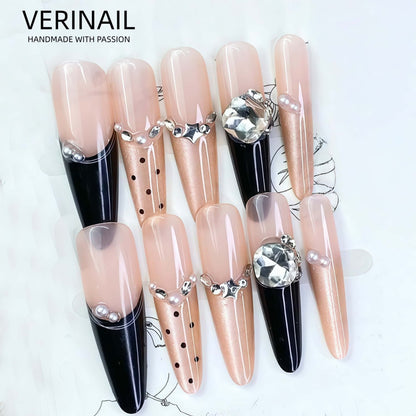 #3 Press-On Nails Box | Handmade | Reusable | Glitter + Gems + Floral | French Tips