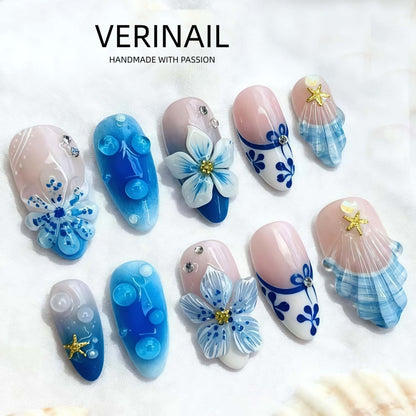 #3 Press-On Nails Box | Handmade | Reusable | Glitter + Gems + Floral | French Tips