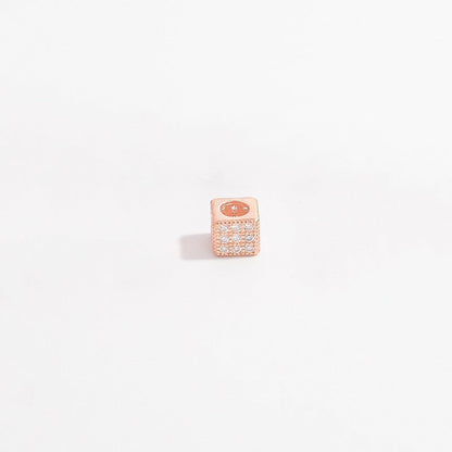 1Pcs Brass Cubic Zirconia Square Spacer Beads