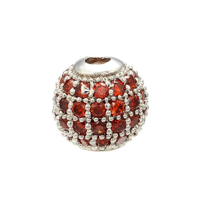 High Quality Brass Cubic Zirconia Round Spacer Beads 6mm/8mm/10mm