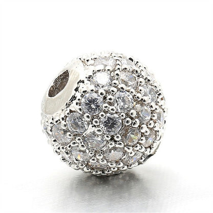 High Quality Brass Cubic Zirconia Round Spacer Beads 6mm/8mm/10mm