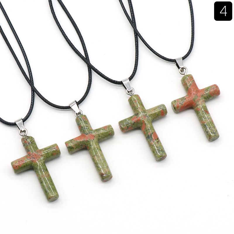 Healing Crystal Cross Shape Pendant Necklace