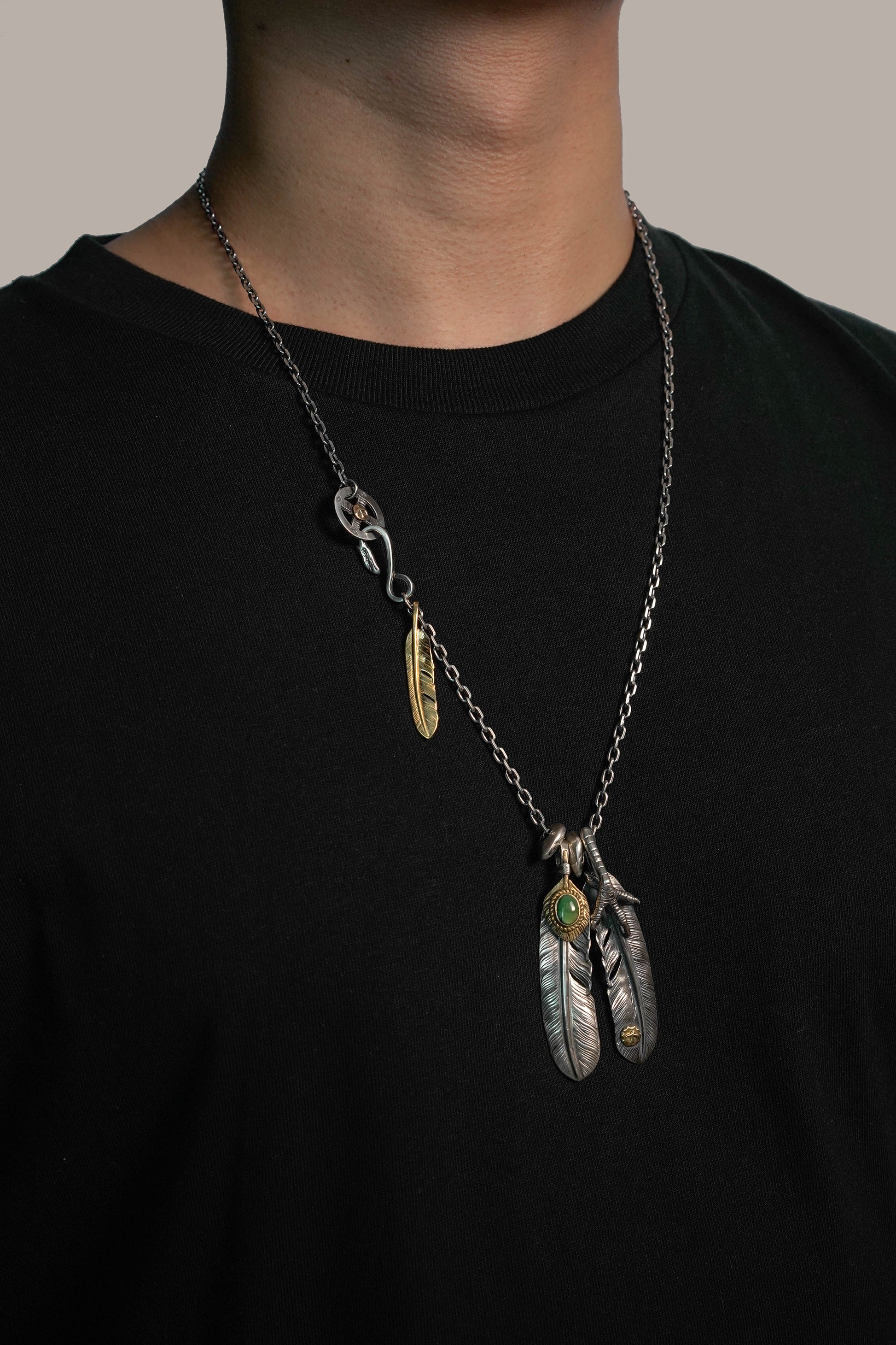 Retro Silver Eagle Claw Feather Necklace Set Takahashi Goro