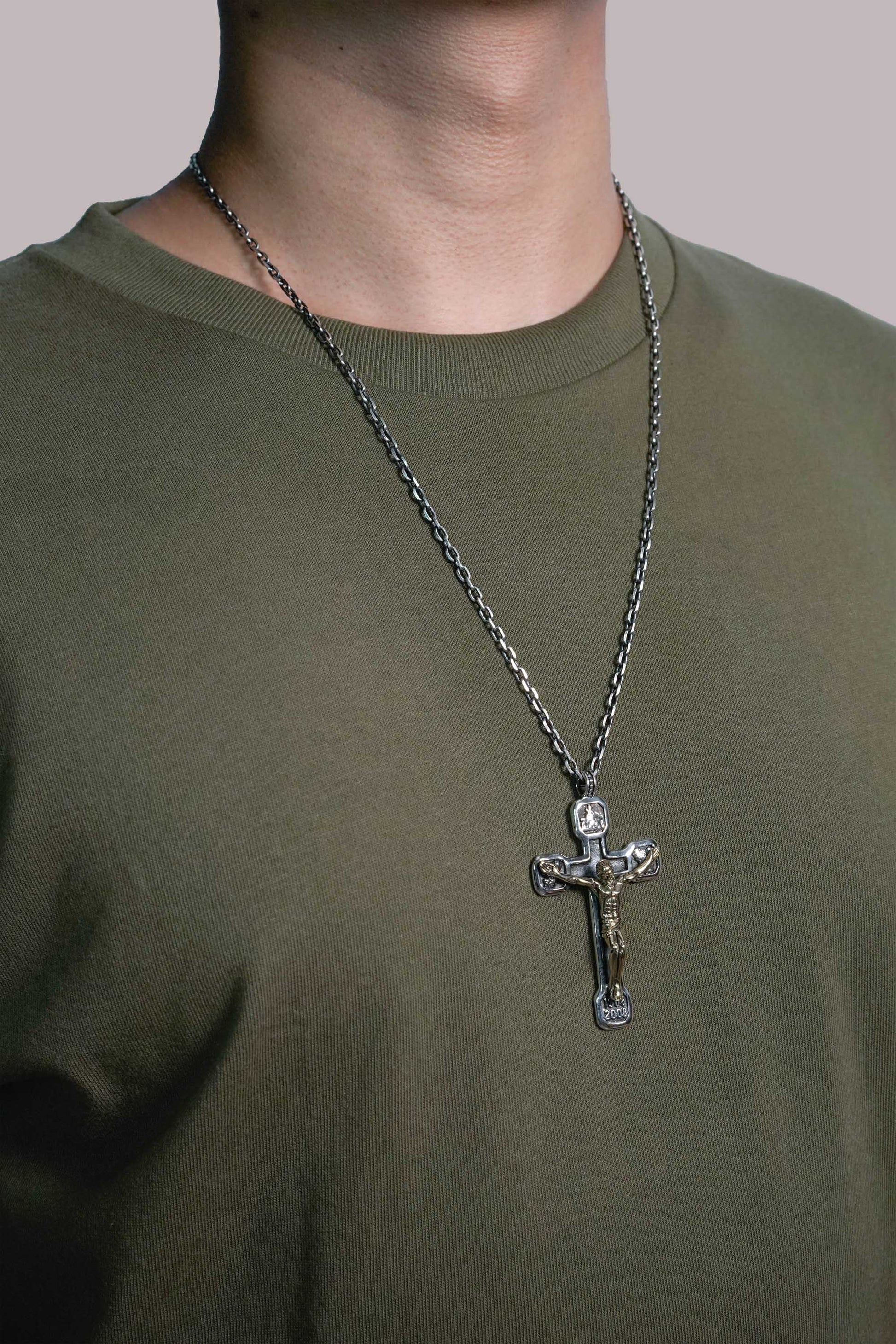 Jesus Cross Brass 925 Silver Pendant