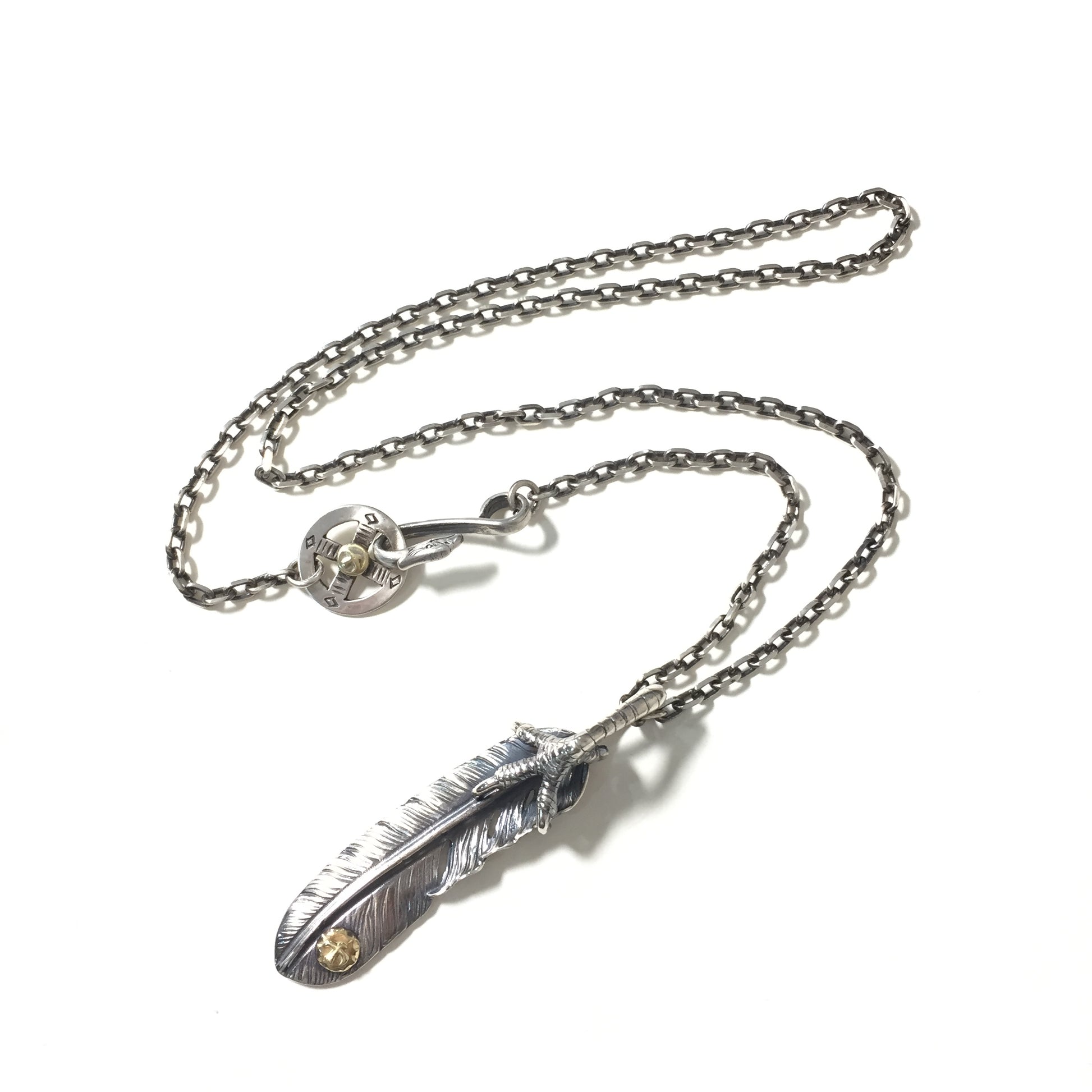 Takahashi Goro Left Feather Necklace Set Retro 925 Silver