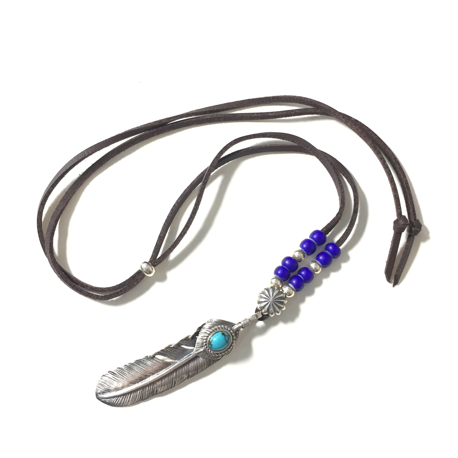 Takahashi Goro Turquoise Feather Necklace Set Retro 925 Silver