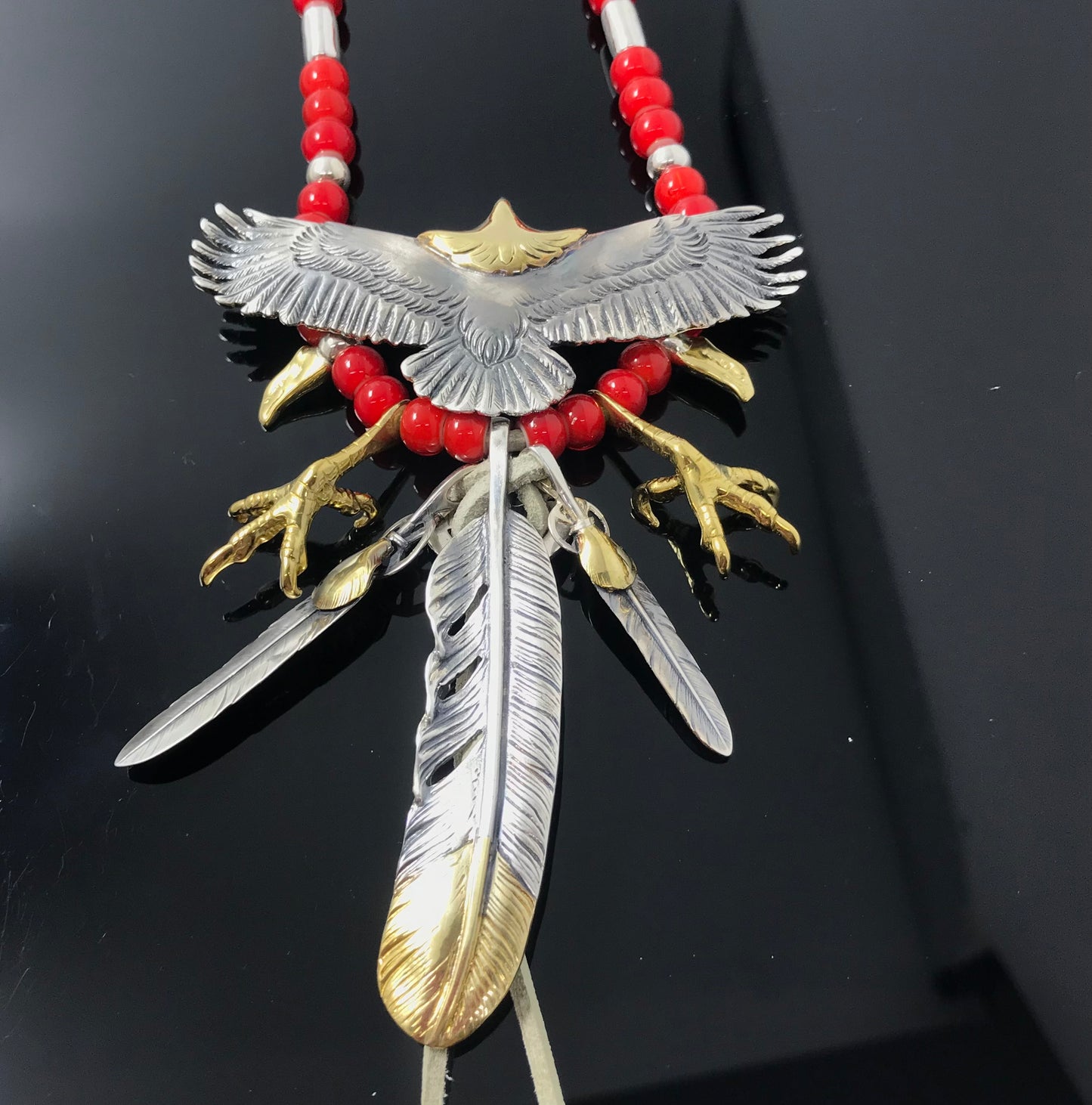 Goro's Takahashi Native American Style Eagle Claw Feather Pendants Retro Sterling Silver Handcrafted