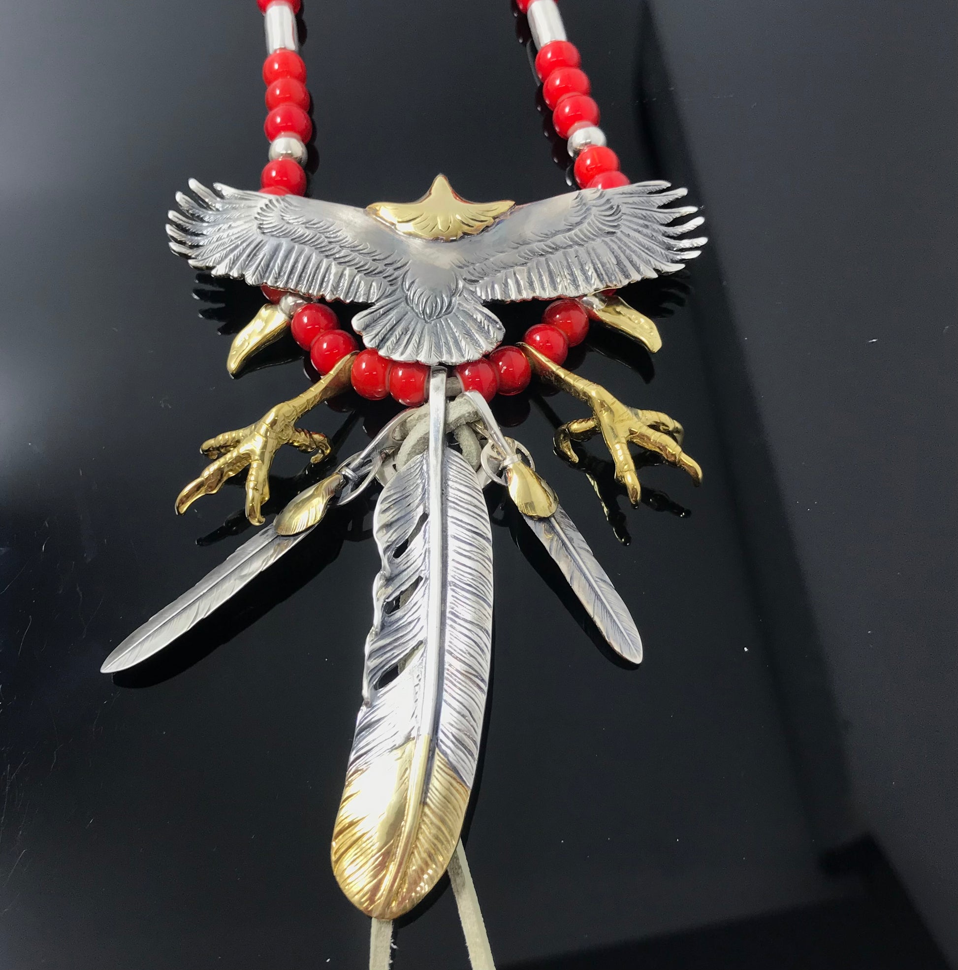 Goro's Takahashi Native American Style Eagle Claw Feather Pendants Retro Sterling Silver Handcrafted