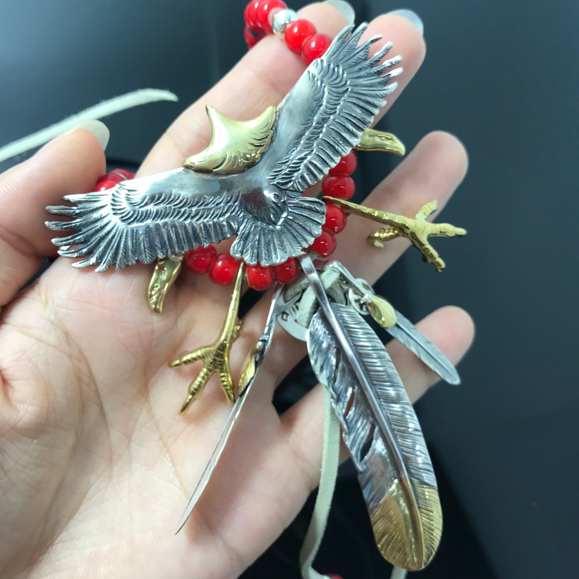 Goro's Takahashi Native American Style Eagle Claw Feather Pendants Retro Sterling Silver Handcrafted