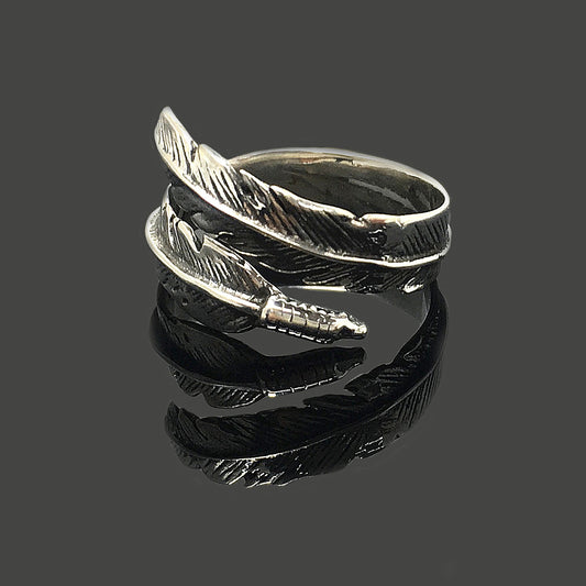 925 Sterling Silver Feather Ring