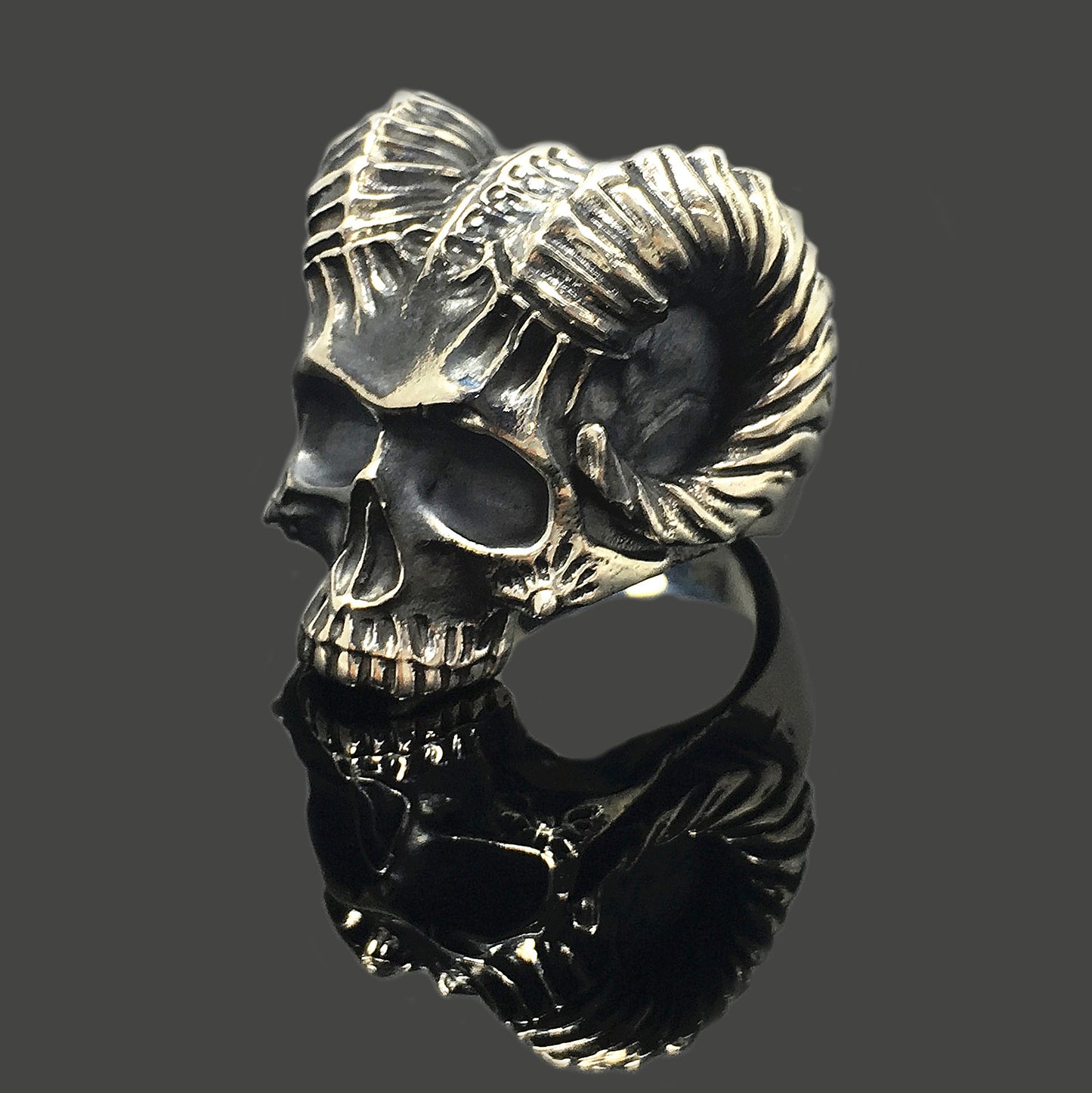 Retro Sheep Head Skull Silver Rings