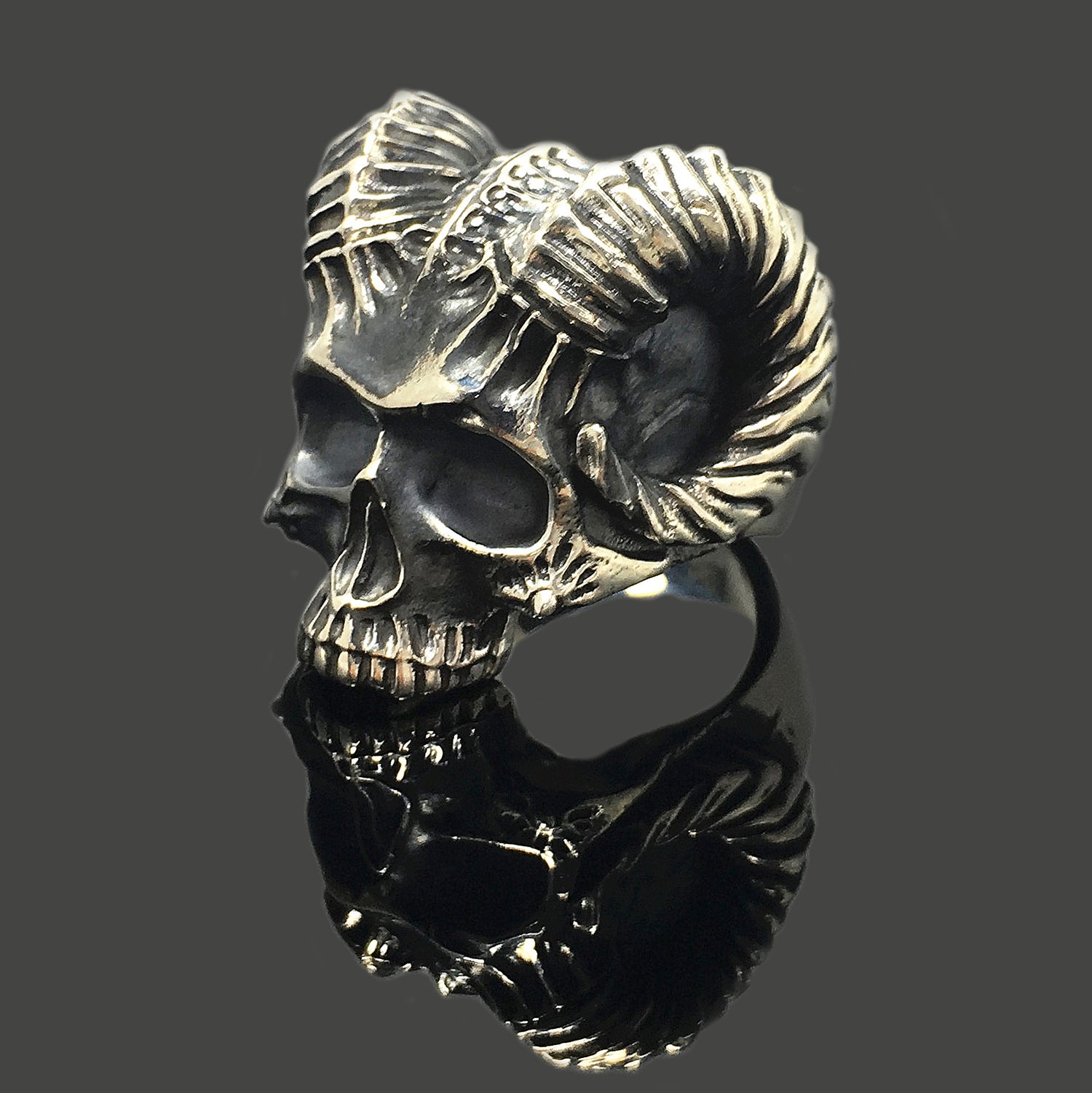 Retro Sheep Head Skull Silver Rings