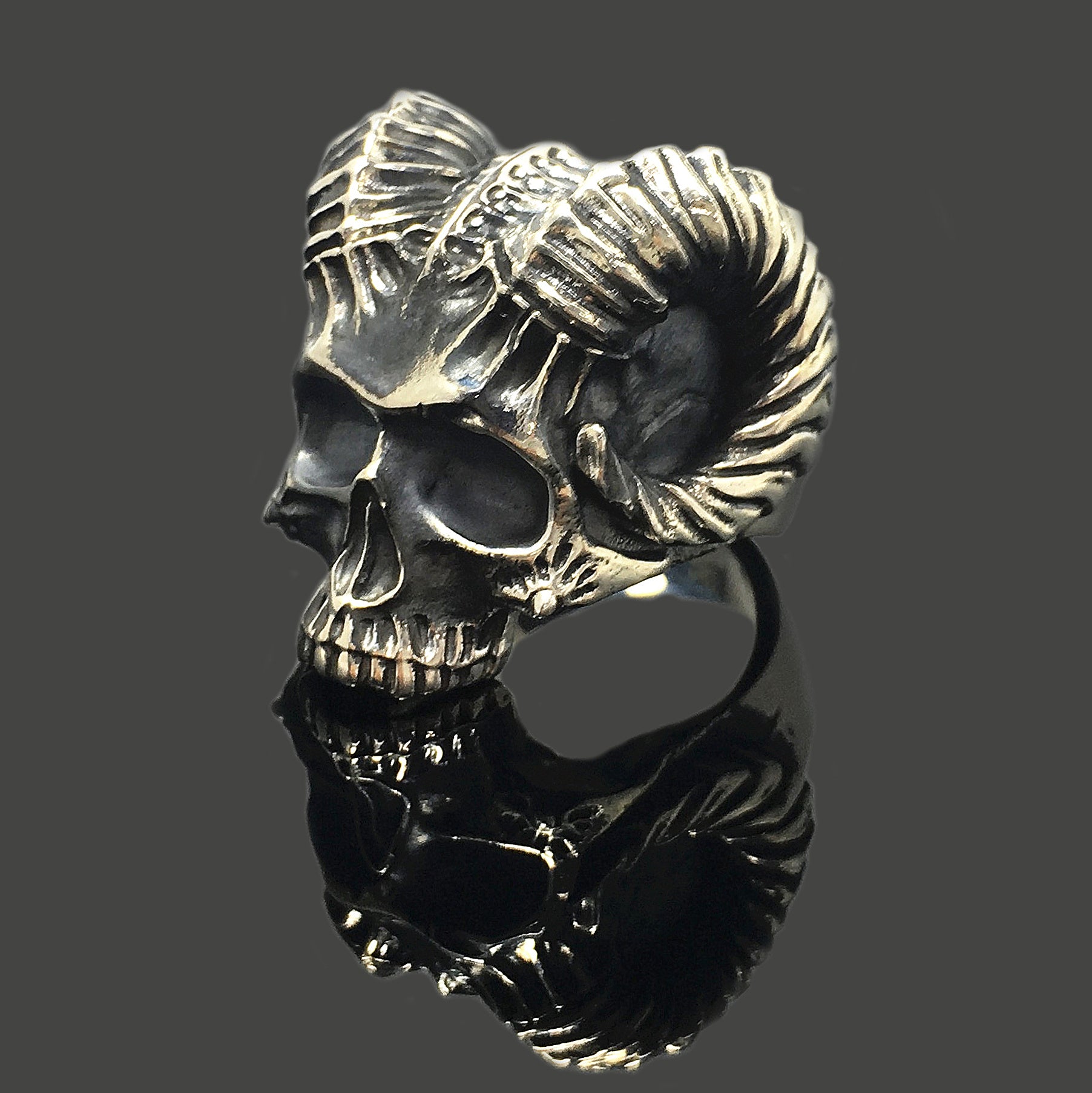 Retro Sheep Head Skull Silver Rings