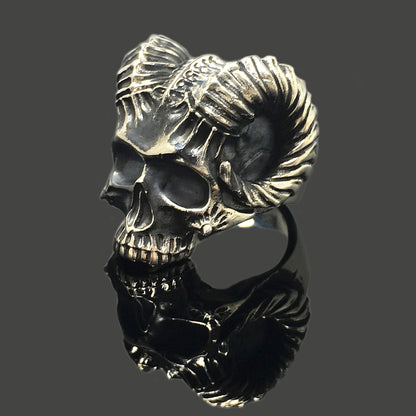 Retro Sheep Head Skull Silver Rings