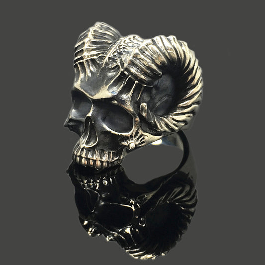 Retro Sheep Head Skull Silver Rings